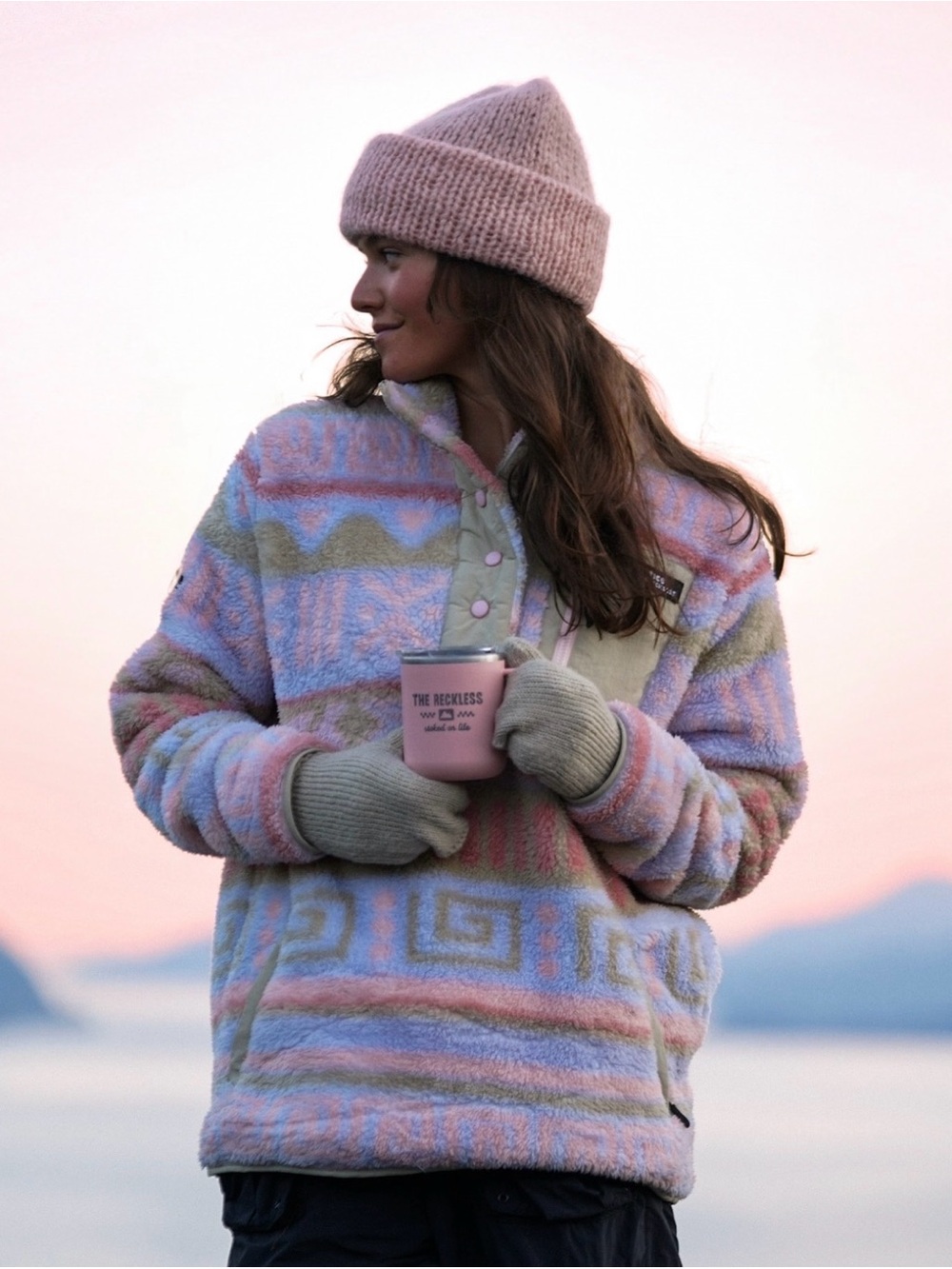 Pastel Multi-Color Teddy Pullover Jacket - Women's Cozy Fleece
